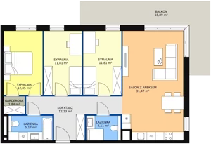 4 pokoje, mieszkanie 90,49 m², piętro 1, oferta nr 8C-1-2, Naramowice Odnova II, Poznań, Naramowice, ul. Bielicowa