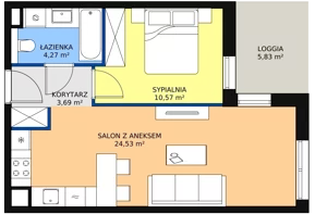 2 pokoje, mieszkanie 43,06 m², piętro 1, oferta nr 8C-1-5, Naramowice Odnova II, Poznań, Naramowice, ul. Bielicowa