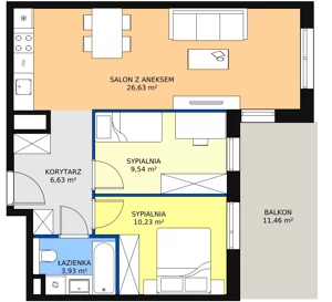 3 pokoje, mieszkanie 56,96 m², piętro 1, oferta nr 8C-1-6, Naramowice Odnova II, Poznań, Naramowice, ul. Bielicowa