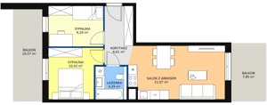 3 pokoje, mieszkanie 51,68 m², piętro 1, oferta nr 8C-1-7, Naramowice Odnova II, Poznań, Naramowice, ul. Bielicowa