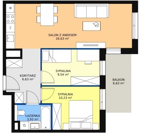 3 pokoje, mieszkanie 56,96 m², piętro 2, oferta nr 8C-2-6, Naramowice Odnova II, Poznań, Naramowice, ul. Bielicowa