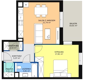 2 pokoje, mieszkanie 52,94 m², piętro 1, oferta nr 8D-1-2, Naramowice Odnova II, Poznań, Naramowice, ul. Bielicowa