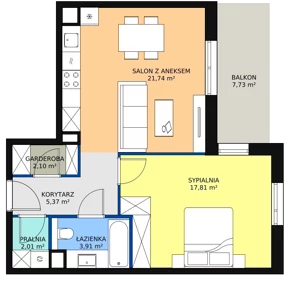 2 pokoje, mieszkanie 52,94 m², piętro 2, oferta nr 8D-2-2, Naramowice Odnova II, Poznań, Naramowice, ul. Bielicowa