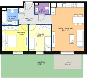 3 pokoje, mieszkanie 65,93 m², parter, oferta nr 8E-0-1, Naramowice Odnova II, Poznań, Naramowice, ul. Bielicowa