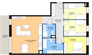 4 pokoje, mieszkanie 87,02 m², piętro 1, oferta nr 8E-1-1, Naramowice Odnova II, Poznań, Naramowice, ul. Bielicowa