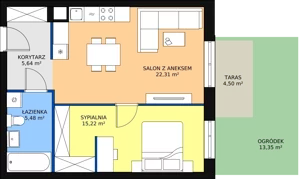 2 pokoje, mieszkanie 48,65 m², piętro 1, oferta nr B6-K2-1-5, Żerniki Na Novo II, Wrocław, Żerniki, ul. Maxa Berga