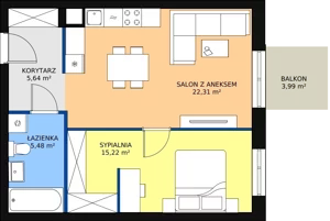 2 pokoje, mieszkanie 48,65 m², piętro 1, oferta nr B6-K2-1-5, Żerniki Na Novo II, Wrocław, Żerniki, ul. Maxa Berga