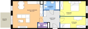 3 pokoje, mieszkanie 73,08 m², piętro 2, oferta nr B6-k1-2-22, Żerniki Na Novo II, Wrocław, Żerniki, ul. Maxa Berga
