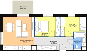 3 pokoje, mieszkanie 55,66 m², piętro 2, oferta nr B6-K2-2-8, Żerniki Na Novo II, Wrocław, Żerniki, ul. Maxa Berga