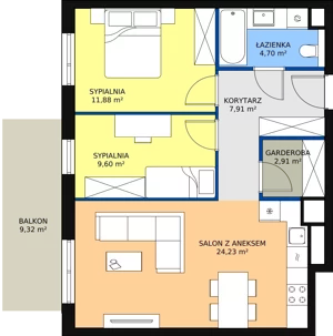 3 pokoje, mieszkanie 61,23 m², piętro 4, oferta nr B6-K1-4-37, Żerniki Na Novo II, Wrocław, Żerniki, ul. Maxa Berga