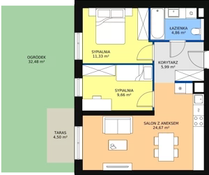 3 pokoje, mieszkanie 48,52 m², piętro 1, oferta nr B7B-K1-1-4, Żerniki Na Novo II, Wrocław, Żerniki, ul. Maxa Berga