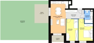 3 pokoje, mieszkanie 59,14 m², piętro 1, oferta nr B7A-K1-1-10, Żerniki Na Novo II, Wrocław, Żerniki, ul. Maxa Berga