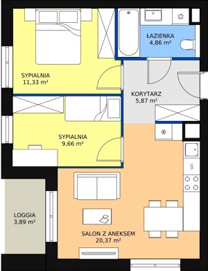 3 pokoje, mieszkanie 52,09 m², piętro 2, oferta nr B7A-K1-2-23, Żerniki Na Novo II, Wrocław, Żerniki, ul. Maxa Berga