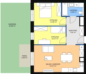 3 pokoje, mieszkanie 58,35 m², parter, oferta nr B7B-K1-0-2, Żerniki Na Novo II, Wrocław, Żerniki, ul. Maxa Berga