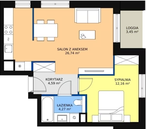 2 pokoje, mieszkanie 47,76 m², piętro 2, oferta nr B7B-K1-2-18, Żerniki Na Novo II, Wrocław, Żerniki, ul. Maxa Berga