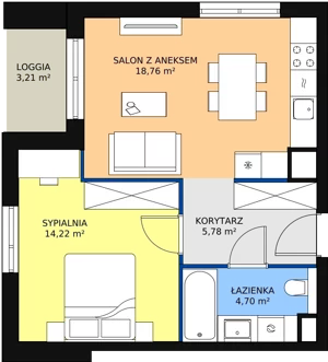 2 pokoje, mieszkanie 43,46 m², piętro 4, oferta nr B7B-K1-4-42, Żerniki Na Novo II, Wrocław, Żerniki, ul. Maxa Berga