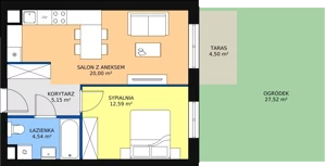 2 pokoje, mieszkanie 42,28 m², piętro 1, oferta nr B8-K3-1-9, Żerniki Na Novo II, Wrocław, Żerniki, ul. Maxa Berga