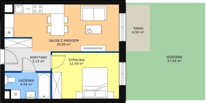 2 pokoje, mieszkanie 42,28 m², piętro 1, oferta nr B8-K3-1-9, Żerniki Na Novo II, Wrocław, Żerniki, ul. Maxa Berga