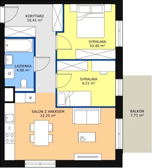 3 pokoje, mieszkanie 57,23 m², piętro 1, oferta nr B8-K1-1-10, Żerniki Na Novo II, Wrocław, Żerniki, ul. Maxa Berga