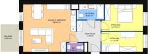 3 pokoje, mieszkanie 66,18 m², piętro 1, oferta nr B8-K1-1-16, Żerniki Na Novo II, Wrocław, Żerniki, ul. Maxa Berga