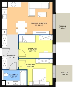 3 pokoje, mieszkanie 57,61 m², piętro 2, oferta nr B8-k2-2-12, Żerniki Na Novo II, Wrocław, Żerniki, ul. Maxa Berga