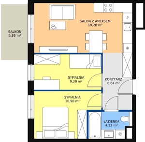 3 pokoje, mieszkanie 50,44 m², piętro 2, oferta nr B8-k2-2-8, Żerniki Na Novo II, Wrocław, Żerniki, ul. Maxa Berga