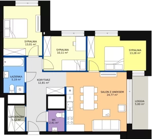 4 pokoje, mieszkanie 87,80 m², piętro 1, oferta nr a.2.1.01, ATAL SKY+ II, Katowice, Wełnowiec-Józefowiec, Wełnowiec, al. Wojciecha Korfantego 93-99