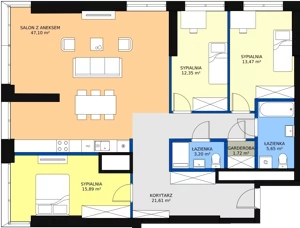 4 pokoje, mieszkanie 123,76 m², piętro 16, oferta nr a.2.16.06, ATAL SKY+ II, Katowice, Wełnowiec-Józefowiec, Wełnowiec, al. Wojciecha Korfantego 93-99