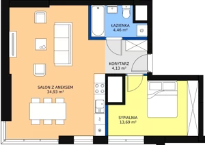 2 pokoje, mieszkanie 58,16 m², piętro 17, oferta nr a.1.17.01, ATAL SKY+ II, Katowice, Wełnowiec-Józefowiec, Wełnowiec, al. Wojciecha Korfantego 93-99