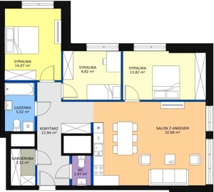 4 pokoje, mieszkanie 95,58 m², piętro 17, oferta nr a.2.17.01, ATAL SKY+ II, Katowice, Wełnowiec-Józefowiec, Wełnowiec, al. Wojciecha Korfantego 93-99