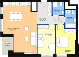 3 pokoje, mieszkanie 83,65 m², piętro 9, oferta nr a.2.9.05, ATAL SKY+ II, Katowice, Wełnowiec-Józefowiec, Wełnowiec, al. Wojciecha Korfantego 93-99