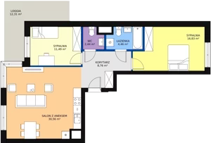 3 pokoje, mieszkanie 77,11 m², piętro 2, oferta nr b.2.2.01, ATAL SKY+ II, Katowice, Wełnowiec-Józefowiec, Wełnowiec, al. Wojciecha Korfantego 93-99