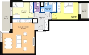 3 pokoje, mieszkanie 71,59 m², piętro 7, oferta nr b.1.7.01, ATAL SKY+ II, Katowice, Wełnowiec-Józefowiec, Wełnowiec, al. Wojciecha Korfantego 93-99
