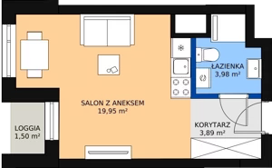 1 pokój, apartament inwestycyjny 28,38 m², parter, oferta nr c.1.0.02, ATAL SKY+ Apartamenty Inwestycyjne, Katowice, Wełnowiec-Józefowiec, Wełnowiec, al. Wojciecha Korfantego 85