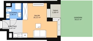 1 pokój, apartament inwestycyjny 29,53 m², parter, oferta nr c.2.0.03, ATAL SKY+ Apartamenty Inwestycyjne, Katowice, Wełnowiec-Józefowiec, Wełnowiec, al. Wojciecha Korfantego 85