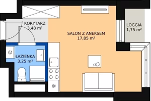 1 pokój, apartament inwestycyjny 24,98 m², parter, oferta nr c.2.0.04, ATAL SKY+ Apartamenty Inwestycyjne, Katowice, Wełnowiec-Józefowiec, Wełnowiec, al. Wojciecha Korfantego 85