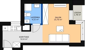 1 pokój, apartament inwestycyjny 24,94 m², piętro 1, oferta nr c.2.1.02, ATAL SKY+ Apartamenty Inwestycyjne, Katowice, Wełnowiec-Józefowiec, Wełnowiec, al. Wojciecha Korfantego 85