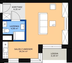 1 pokój, apartament inwestycyjny 25,34 m², piętro 1, oferta nr c.2.1.05, ATAL SKY+ Apartamenty Inwestycyjne, Katowice, Wełnowiec-Józefowiec, Wełnowiec, al. Wojciecha Korfantego 85