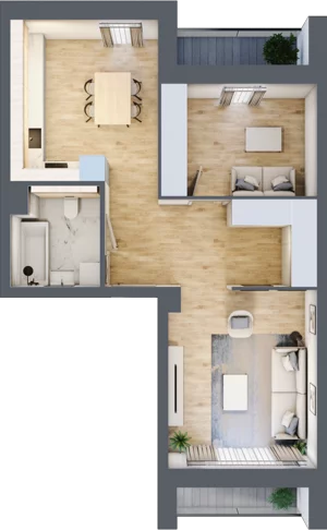 1 pokój, mieszkanie 52,99 m², piętro 2, oferta nr 5.02.B13, Ogrody Andersa, Gliwice, Wojska Polskiego, ul. Leopolda Okulickiego