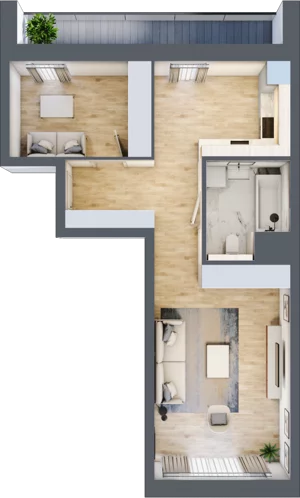1 pokój, mieszkanie 49,50 m², piętro 3, oferta nr 5.03.C08, Ogrody Andersa, Gliwice, Wojska Polskiego, ul. Leopolda Okulickiego