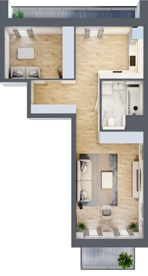 1 pokój, mieszkanie 51,36 m², piętro 4, oferta nr 5.04.C11, Ogrody Andersa, Gliwice, Wojska Polskiego, ul. Leopolda Okulickiego