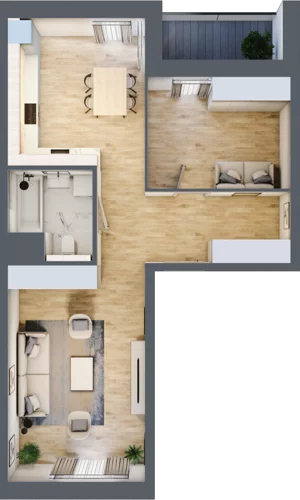 1 pokój, mieszkanie 57,74 m², piętro 1, oferta nr 5.01.D05, Ogrody Andersa, Gliwice, Wojska Polskiego, ul. Leopolda Okulickiego