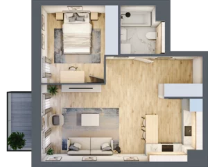 2 pokoje, mieszkanie 47,96 m², piętro 1, oferta nr 5.01.D08, Ogrody Andersa, Gliwice, Wojska Polskiego, ul. Leopolda Okulickiego