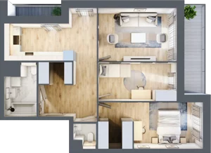 3 pokoje, mieszkanie 71,43 m², piętro 3, oferta nr 5.03.D14, Ogrody Andersa, Gliwice, Wojska Polskiego, ul. Leopolda Okulickiego