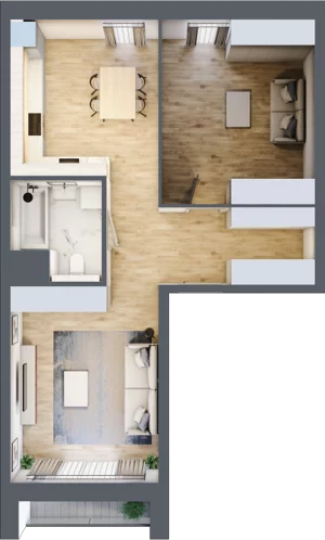 1 pokój, mieszkanie 60,48 m², piętro 4, oferta nr 5.04.D17, Ogrody Andersa, Gliwice, Wojska Polskiego, ul. Leopolda Okulickiego