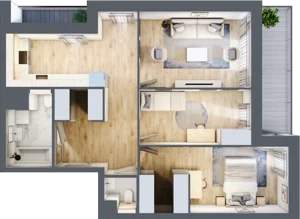 3 pokoje, mieszkanie 71,56 m², piętro 4, oferta nr 5.04.D18, Ogrody Andersa, Gliwice, Wojska Polskiego, ul. Leopolda Okulickiego