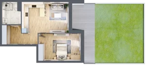 2 pokoje, mieszkanie 57,47 m², parter, oferta nr 5.00.E01, Ogrody Andersa, Gliwice, Wojska Polskiego, ul. Leopolda Okulickiego