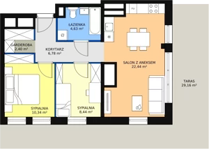 3 pokoje, apartament 55,23 m², piętro 10, oferta nr H1-B-10-4, Heyki City ATAL, Szczecin, Prawobrzeże, Międzyodrze, ul. Leona Heyki