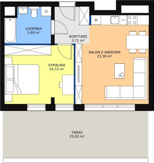 2 pokoje, apartament 47,45 m², piętro 10, oferta nr H1-B-10-5, Heyki City ATAL, Szczecin, Prawobrzeże, Międzyodrze, ul. Leona Heyki