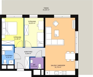 3 pokoje, apartament 69,09 m², piętro 2, oferta nr H2-E-2-3, Heyki City ATAL, Szczecin, Prawobrzeże, Międzyodrze, ul. Leona Heyki